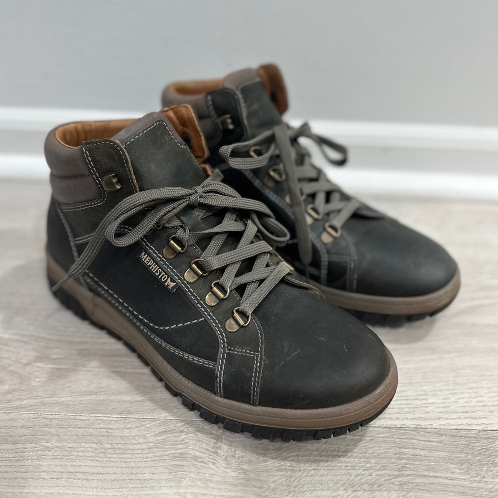 Mephisto Pitt Mid Lace Up Boots Mens 8 Grizzly Leather Hiking Workwear Gorpcore